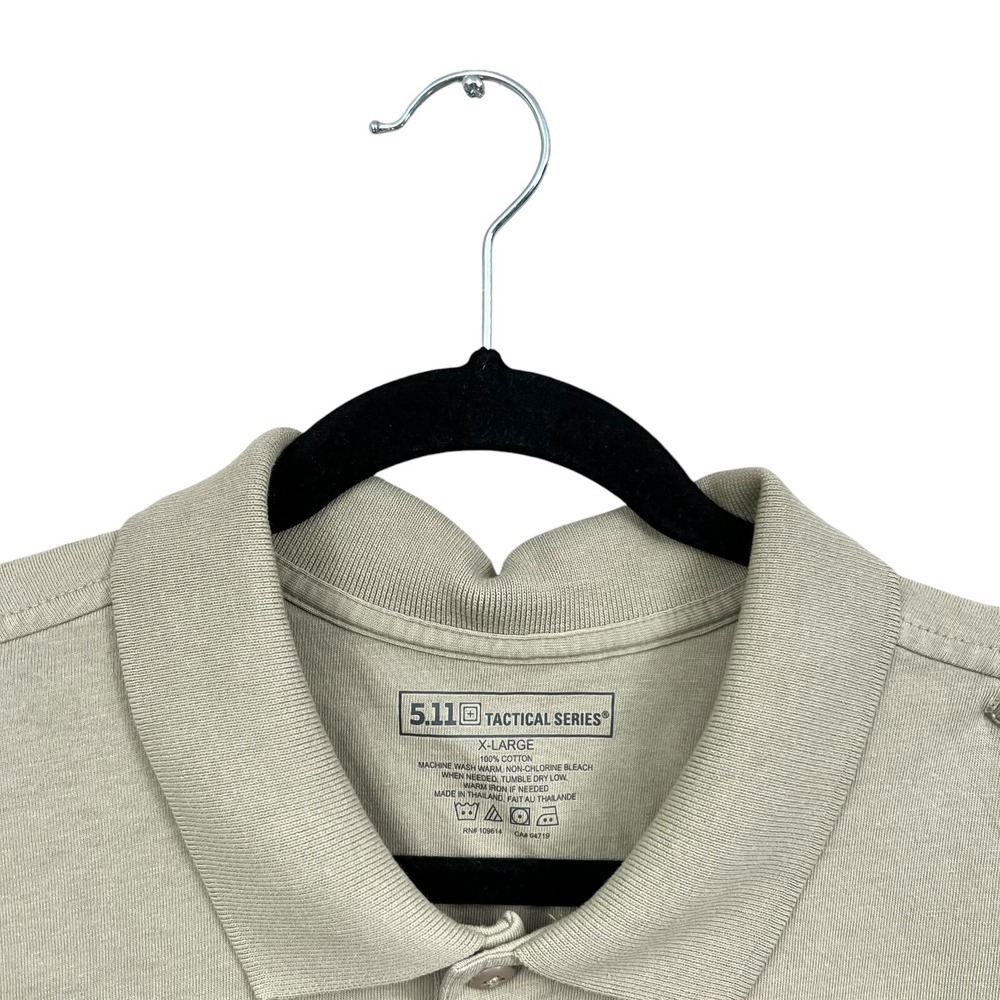 5.11 Tactical Series Men Polo Shirt Spread Collar Short Sleeves Tan Taupe Sz XL* - Picture 3 of 5